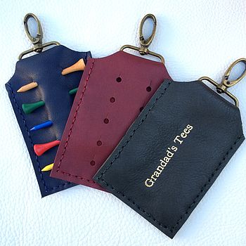 Navy Golf Gift Leather Personalised Tee Holder, 5 of 6