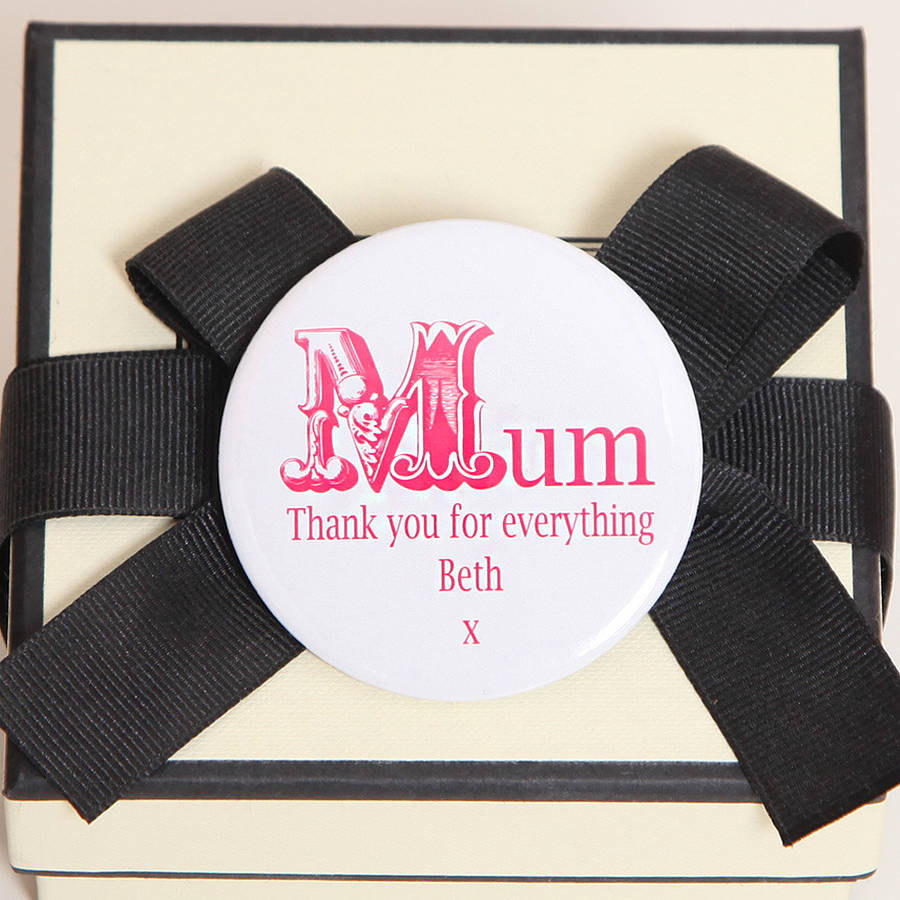 Image of Mum Personalised Message Keyring Or Badge