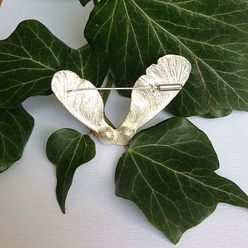 Sterling Silver Sycamore Seed Brooch, 2 of 3