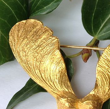 Gold Sycamore Seed Brooch, 2 of 3