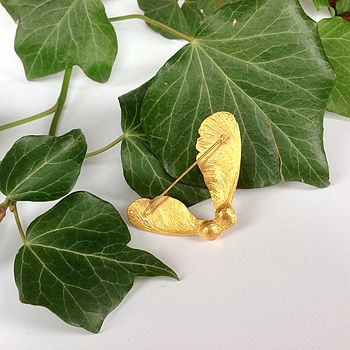 Gold Sycamore Seed Brooch, 3 of 3