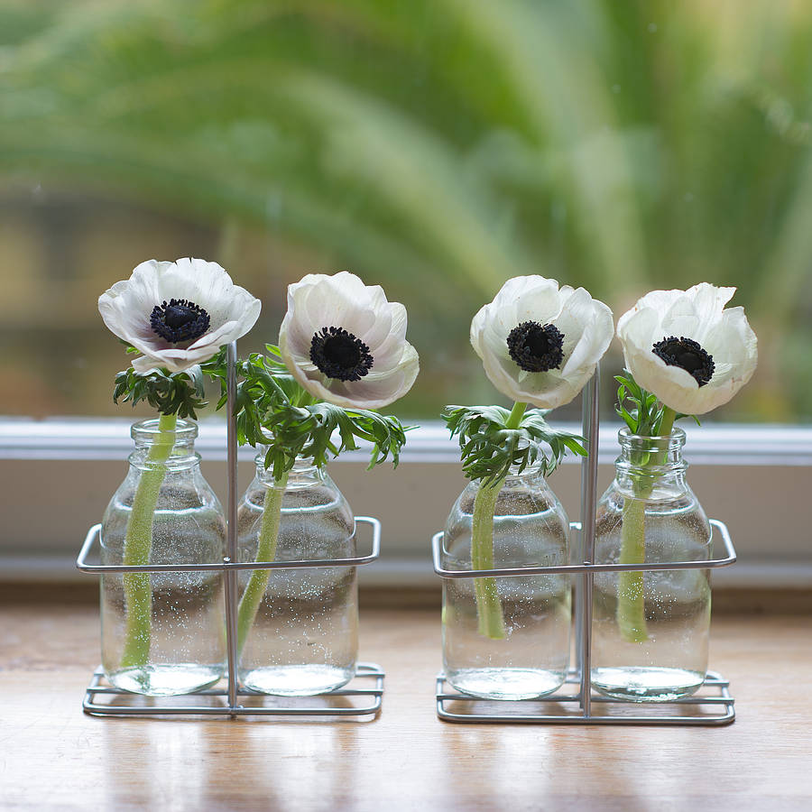 vintage style mini glass vase bottles by the flower studio