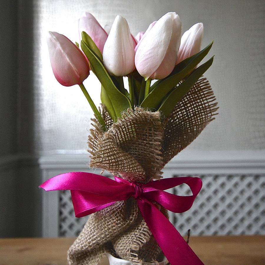 Mini Bouquet Of Everlasting Tulips By London Garden Trading