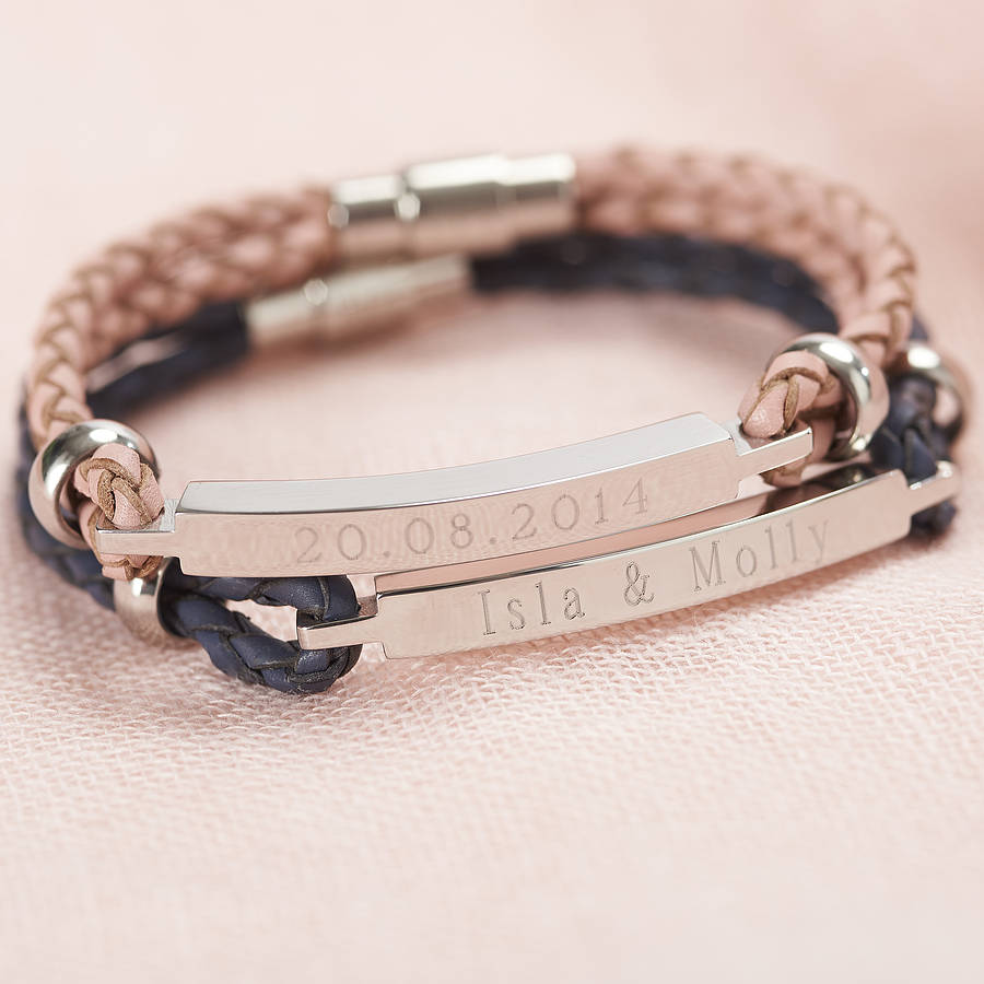 personalised women's leather identity bracelet by suzy q designs ...