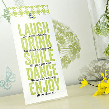 'Laugh, Drink, Smile' Wedding Invitation, 10 of 12