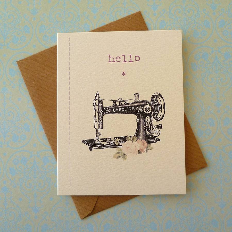 set of three sewing machine mini notecards by arbee ...