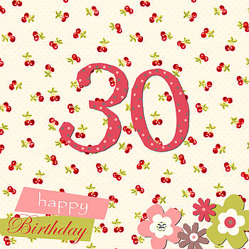Floral 30th Birthday Card With Crystal Gem, 2 of 2