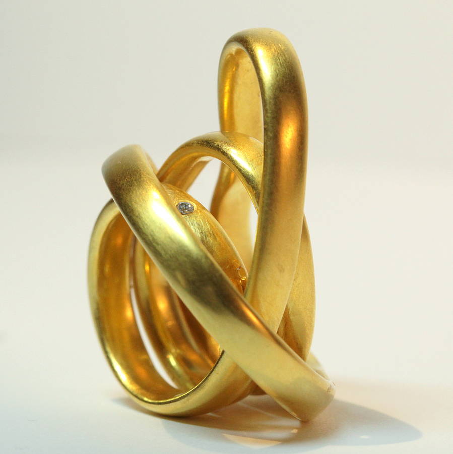 Gold Orbit Ring With Gypsy Set Diamond, 1 of 2