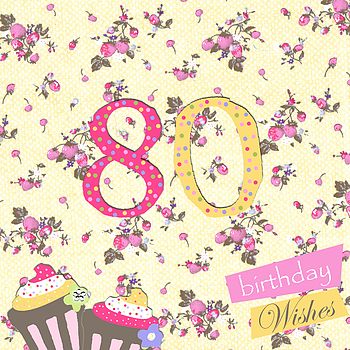 80th Happy Birthday Card With Crystal Gem, 2 of 2