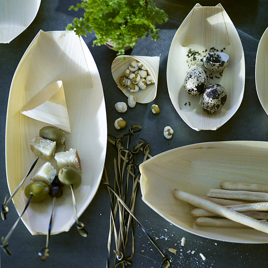 set of ten hansi wooden bamboo servers by rowen & wren