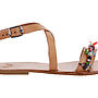 Hibiscus Open Toe Hand Embellished Leather Sandals, thumbnail 3 of 6