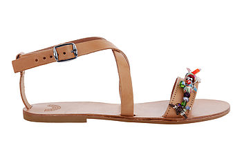 Hibiscus Open Toe Hand Embellished Leather Sandals, 3 of 6