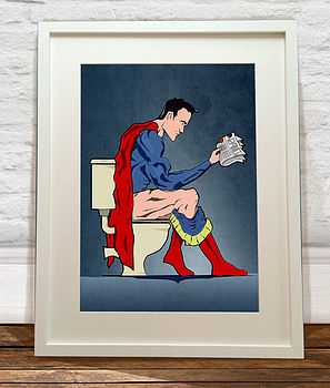 Superhero On The Toilet Print, 2 of 3