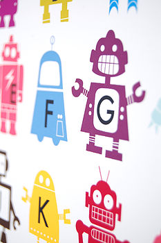 Personalised Children's Robot Alphabet Print, 5 of 7
