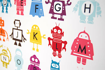 Personalised Children's Robot Alphabet Print, 6 of 7