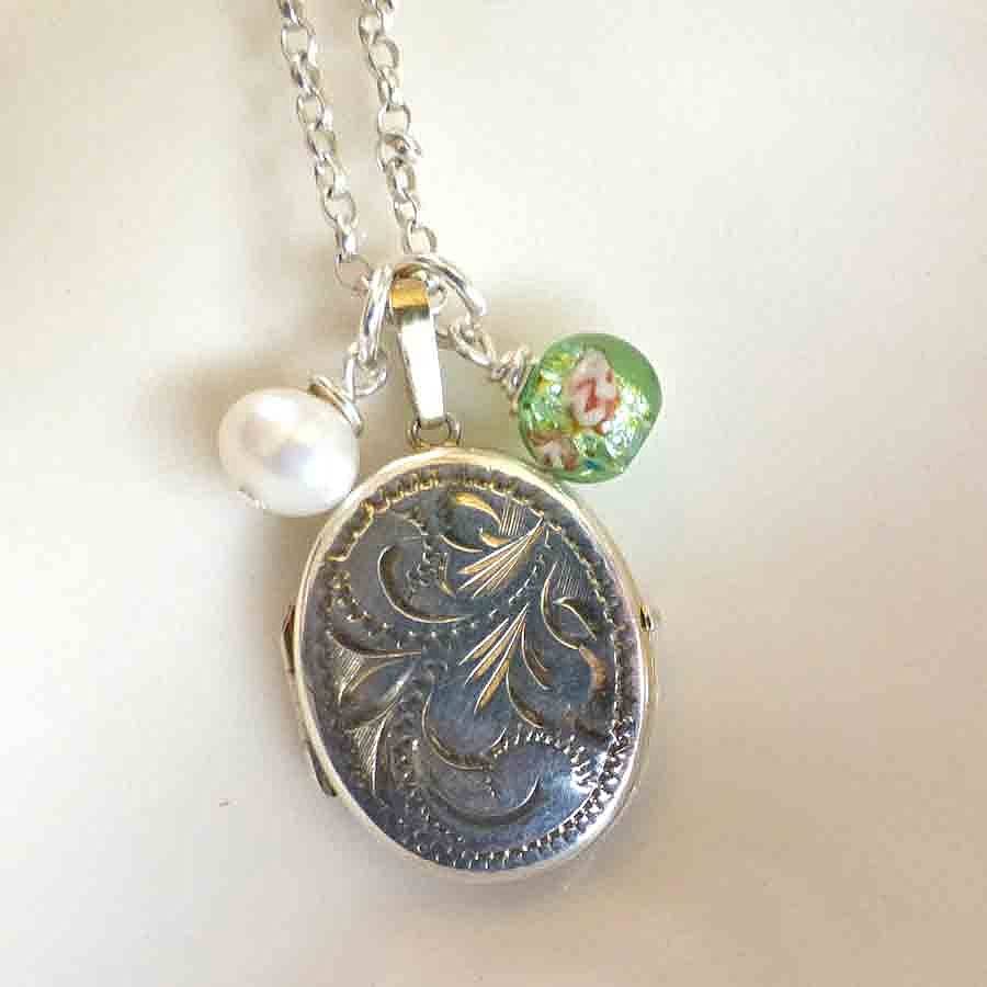 vintage silver locket necklace by lime tree design | notonthehighstreet.com