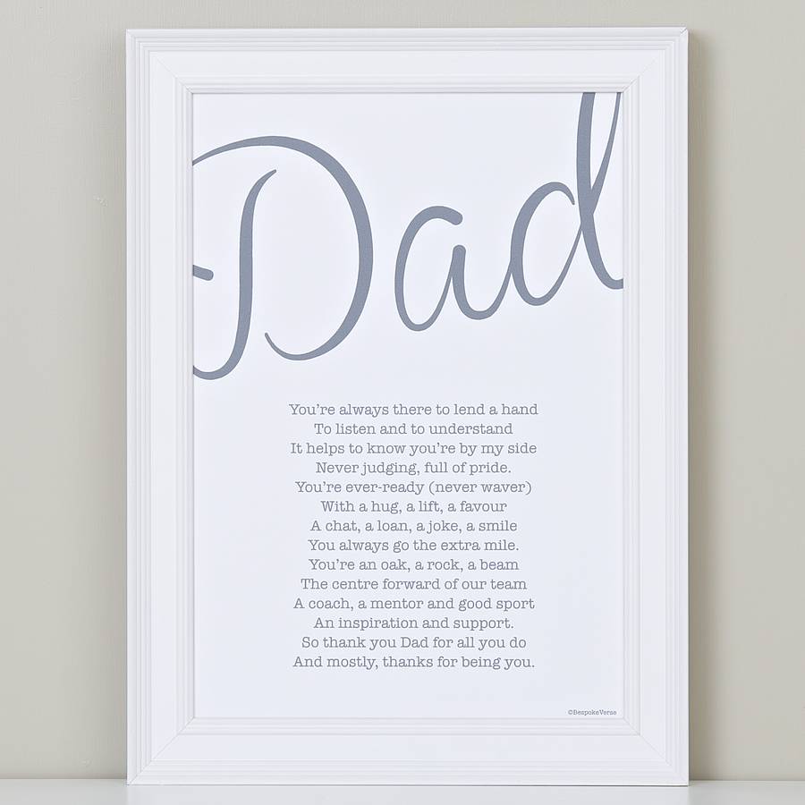 my dad poem print by bespoke verse | notonthehighstreet.com