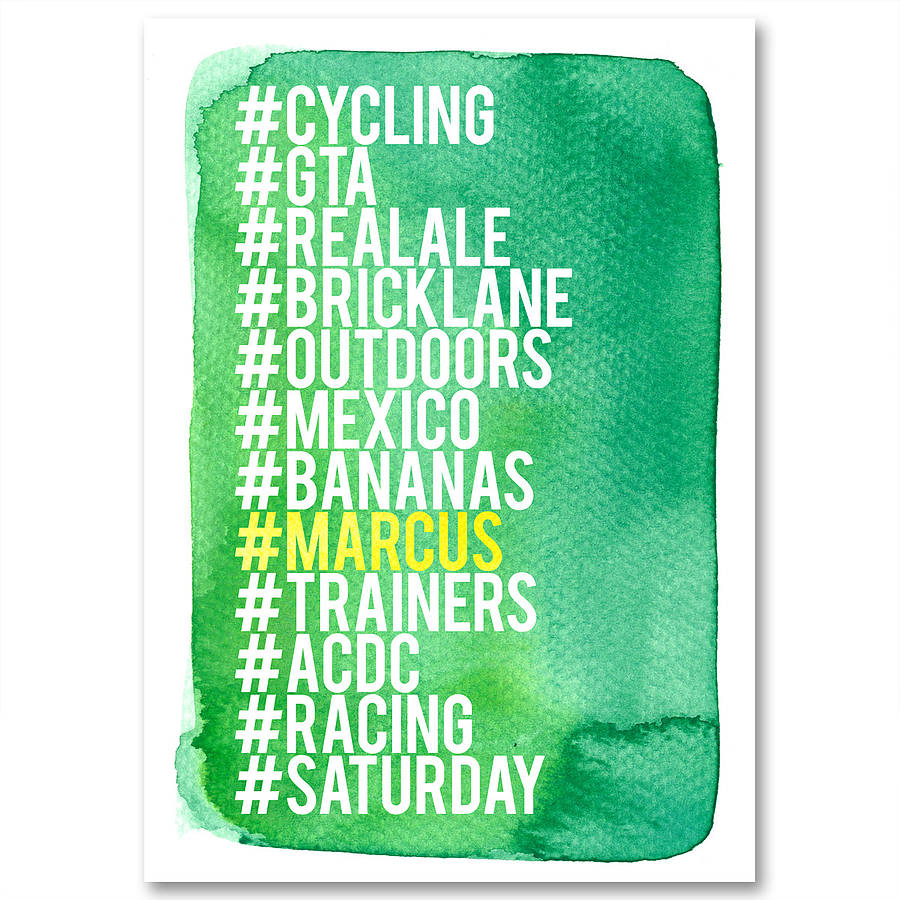 Personalised Hashtag Love List Print By Katy Clemmans