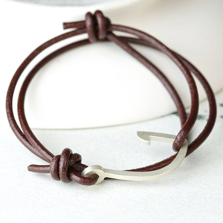 personalised men's leather hook bracelet by lisa angel ...
