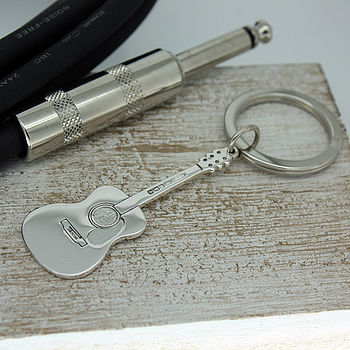 Personalised Silver Acoustic Guitar Key Ring, 6 of 10