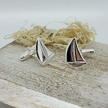 Sterling Silver Sailing Boat Cufflinks, 2 of 7