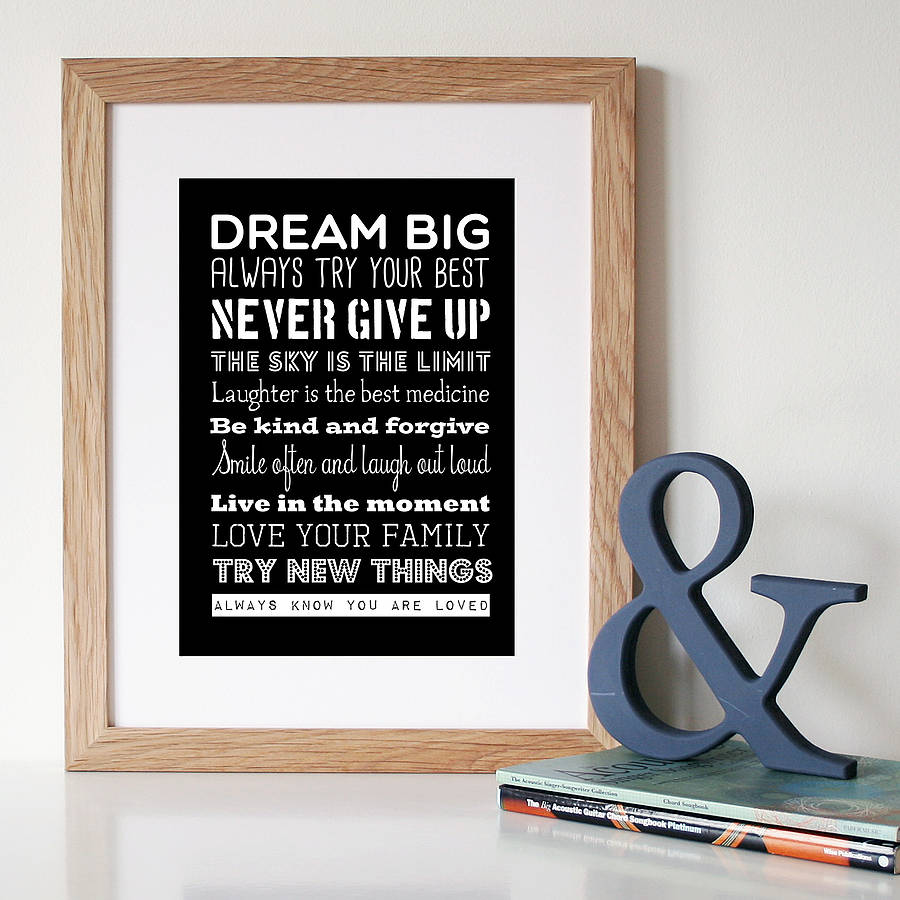 'rules of life' inspirational quote print or canvas by hope and love | notonthehighstreet.com