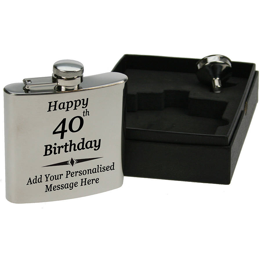 engraved 40th birthday hip flask gift set by giftsonline4u ...