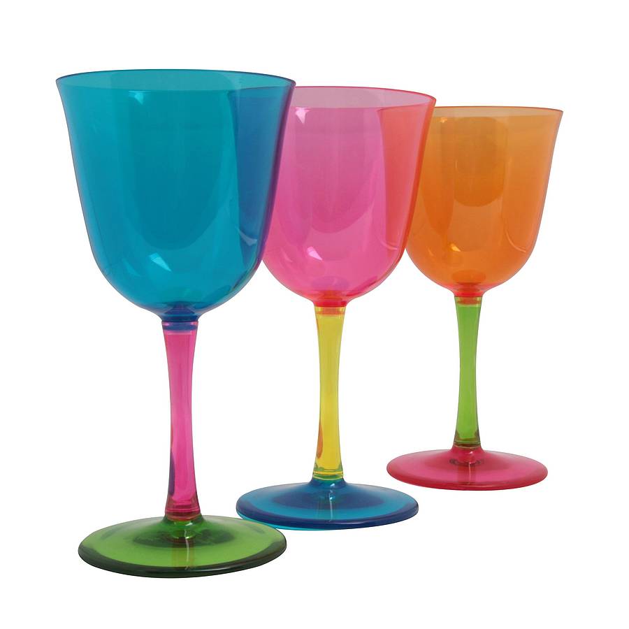 bright coloured plastic wine glasses by lime lace | notonthehighstreet.com