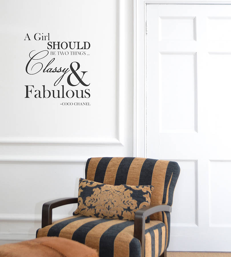Classy & Fabulous' Chanel Quote Wall Sticker By leonora hammond