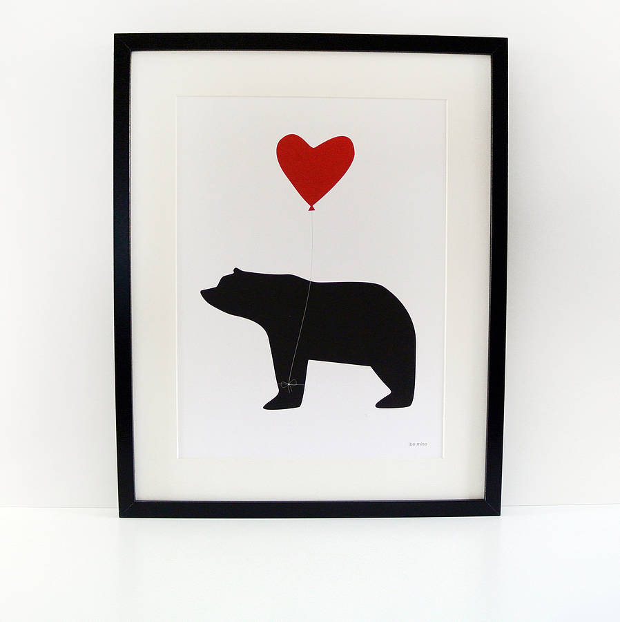 be mine, bear and balloon a3 print by heather alstead design ...