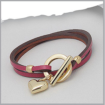 Leather Wrap Around Bracelet With Gold Heart, 2 of 4