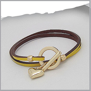 Leather Wrap Around Bracelet With Gold Heart, 3 of 4