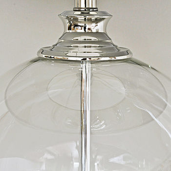 Glass Ball Table Lamp And Grey Shade, 2 of 5