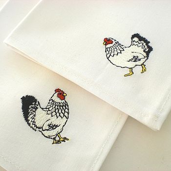 Embroidered Chicken Cocktail Napkins, 4 of 5