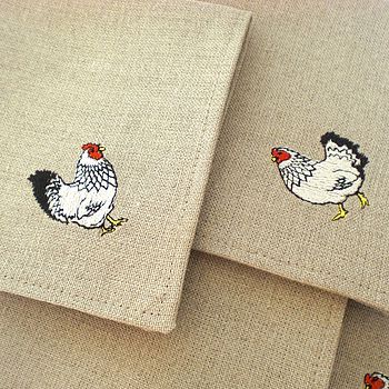 Embroidered Chicken Cocktail Napkins, 5 of 5
