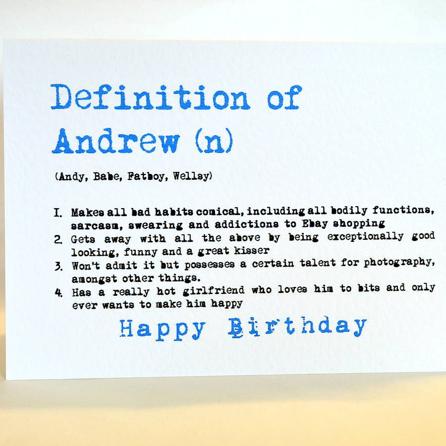 Personalised Definition Birthday Card Blue By Sew Very English