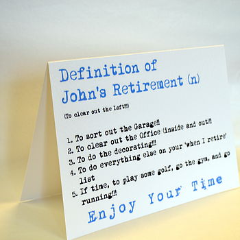Personalised Definition Of Retirement Card, 10 of 12