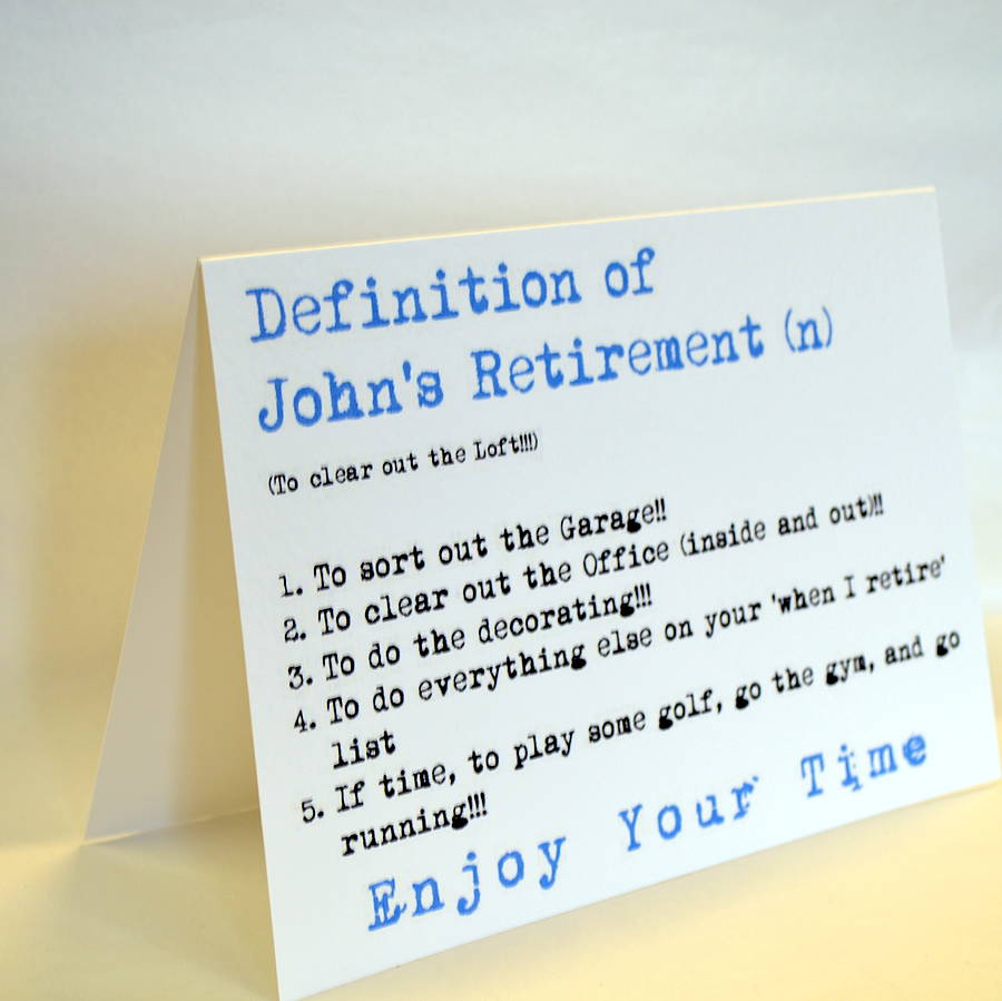 Personalised Definition Of Retirement Card By Sew Very ...