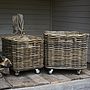 Square Rattan Log Basket With Wheels, thumbnail 2 of 3
