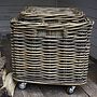 Square Rattan Log Basket With Wheels, thumbnail 3 of 3