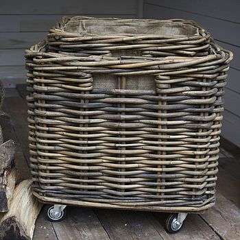 Square Rattan Log Basket With Wheels, 3 of 3