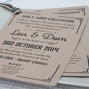 gatsby style wedding evening invitation by lou brown designs ...