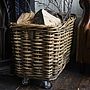 Large Rectangular Rattan Log Basket With Wheels, thumbnail 3 of 3