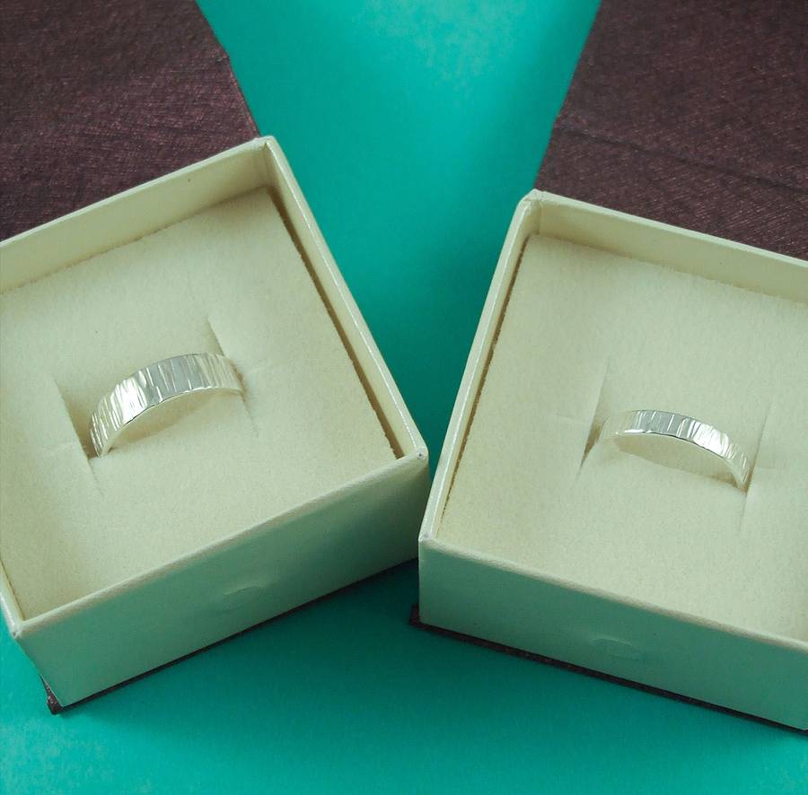 bark effect wedding bands in sterling silver by fragment designs ...