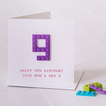 Personalised Building Block Age Birthday Card, 8 of 9