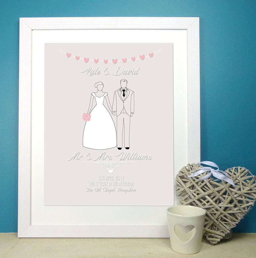 Personalised Elegant Wedding Print By The Little Paper Company