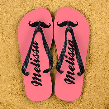 Moustache Style Personalised Flip Flops, 3 of 5