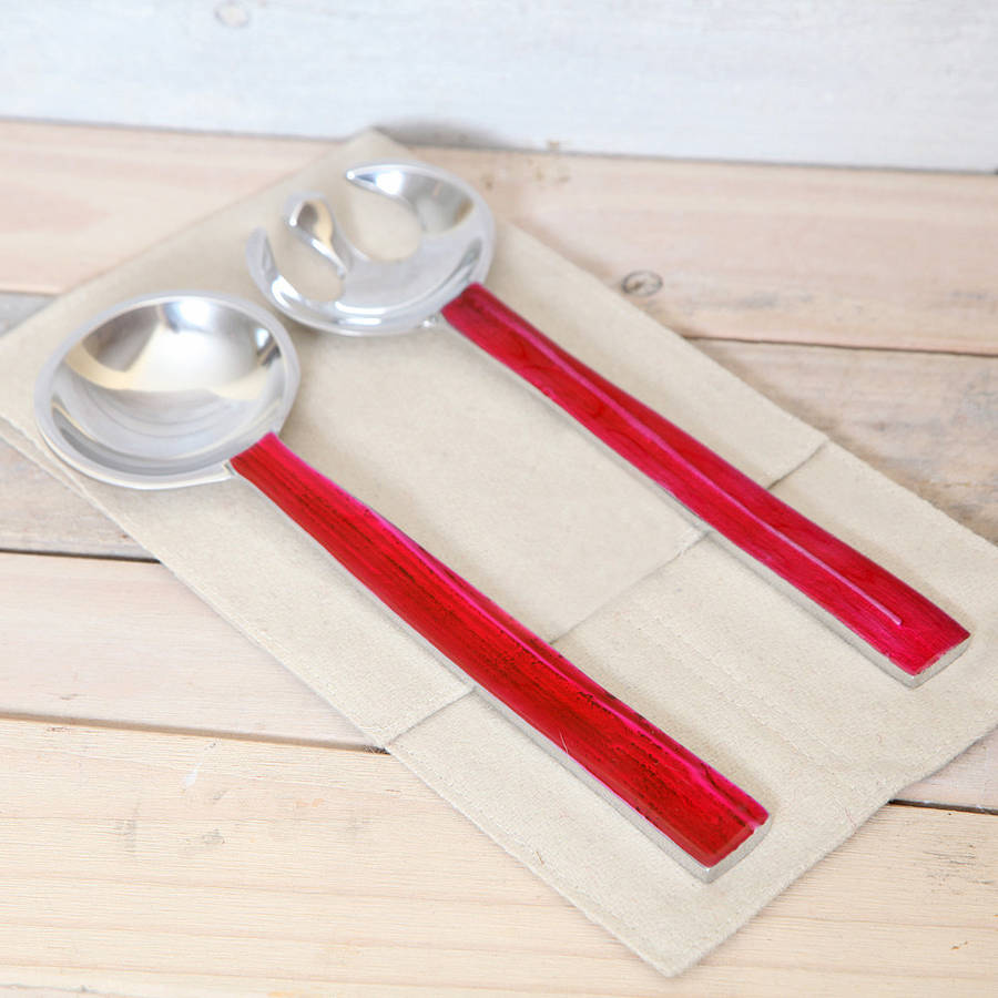 Pink Handle Salad Servers By Red Berry Apple