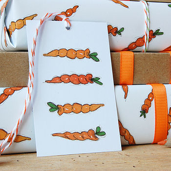Illustrated Carrot Recyclable Wrapping Paper Set, 3 of 8