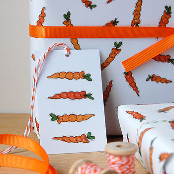 Illustrated Carrot Recyclable Wrapping Paper Set, 6 of 8